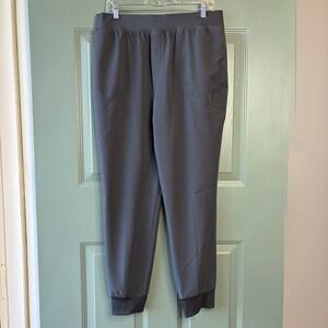 Gaiam Mens Gray Performance Tapered Jogger Pants Large Elastic Waist Stretch